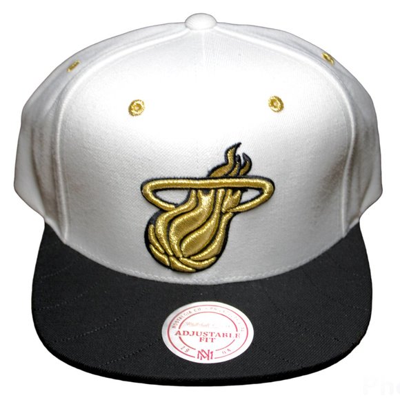 NWT Mitchell and Ness Miami Heat Taxi Hook Up Gold Logo Snapback Cap Hat